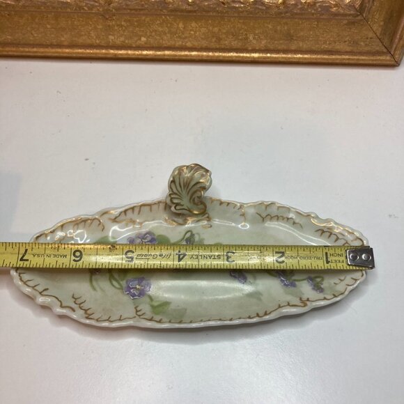 Antique Hand Painted WG & Co. Embossed Limoges Porcelain Tray Applied Leaf - Picture 11 of 12